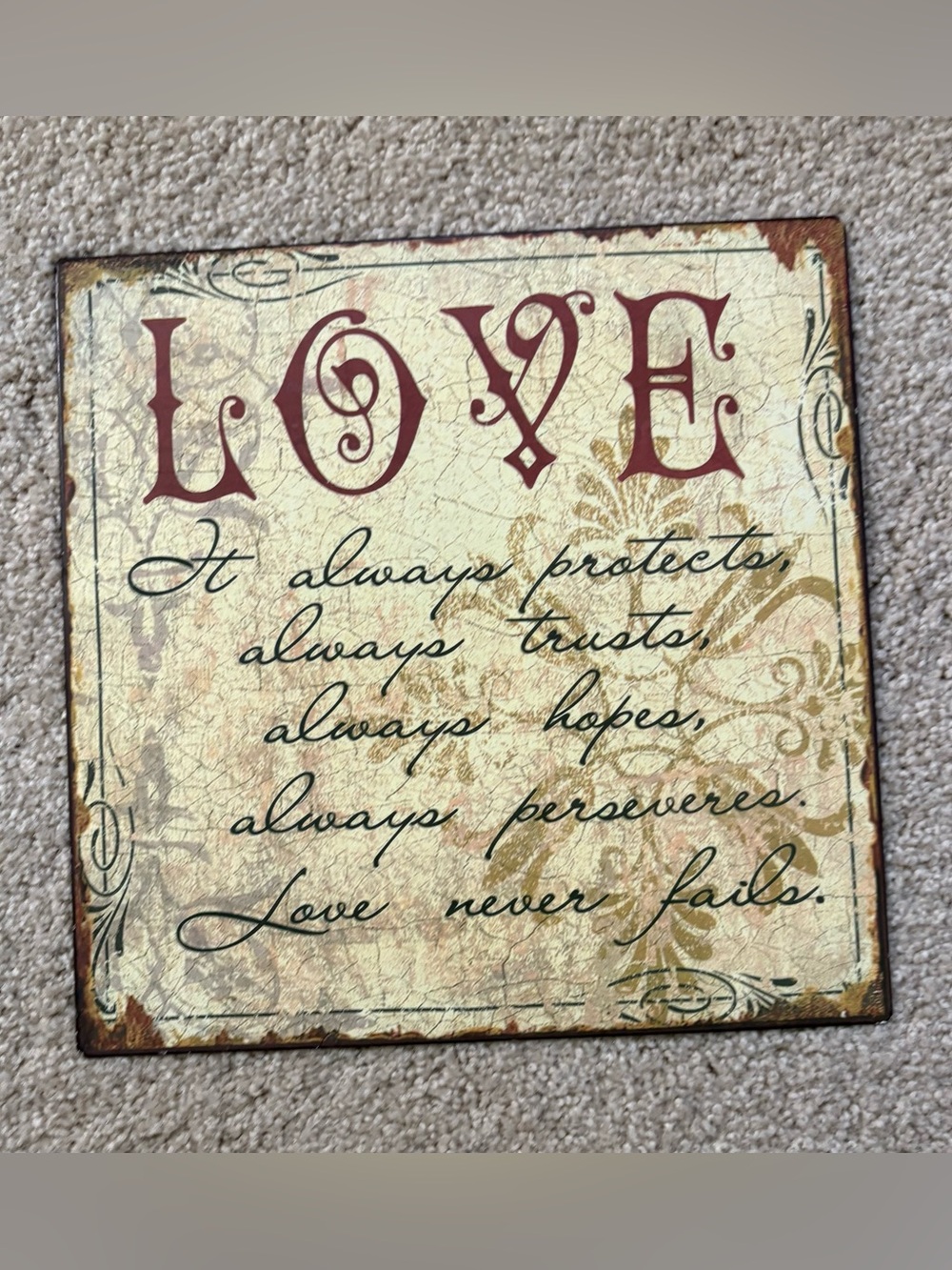Distressed Metal Wall Decor 9”x9”
